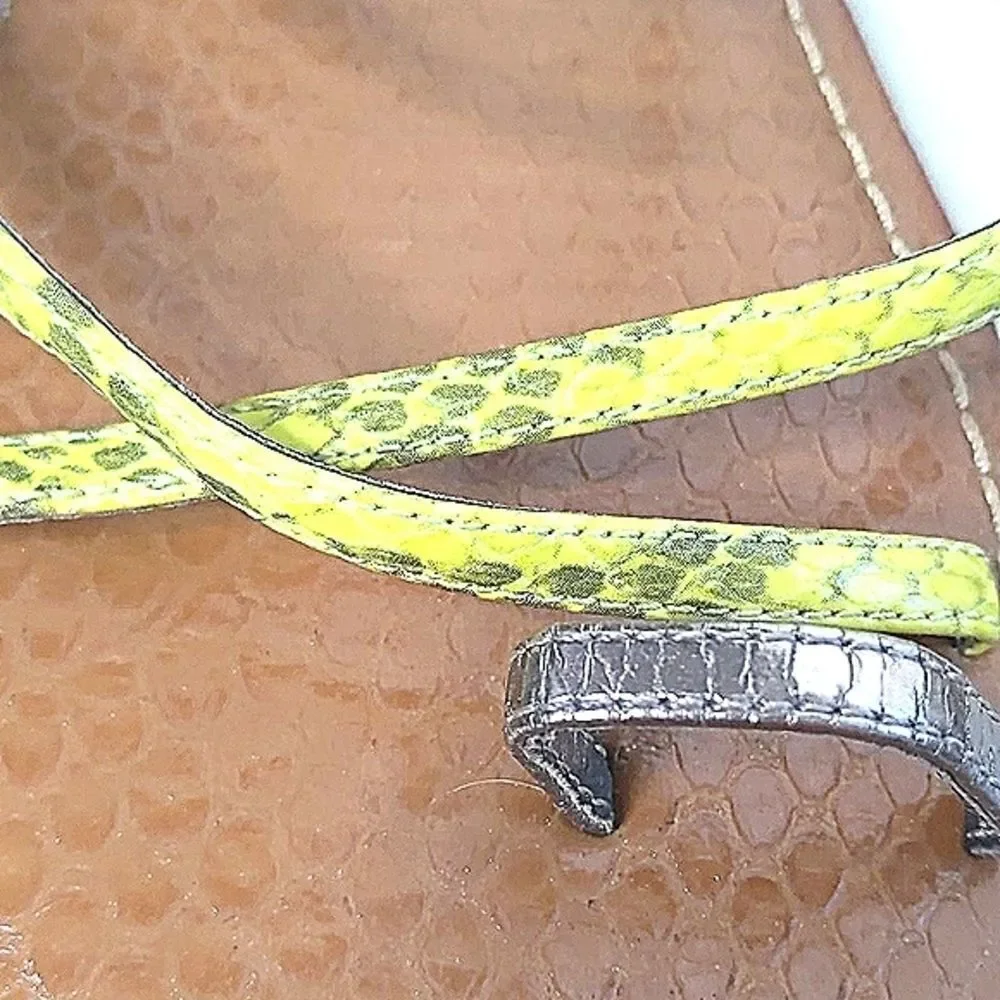 Sam Edelman Yellow Snakeskin Toe Ring Flat Sandals size 10